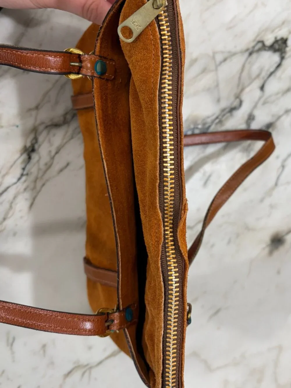 Brown Suede Shoulder bag with Brown Straps